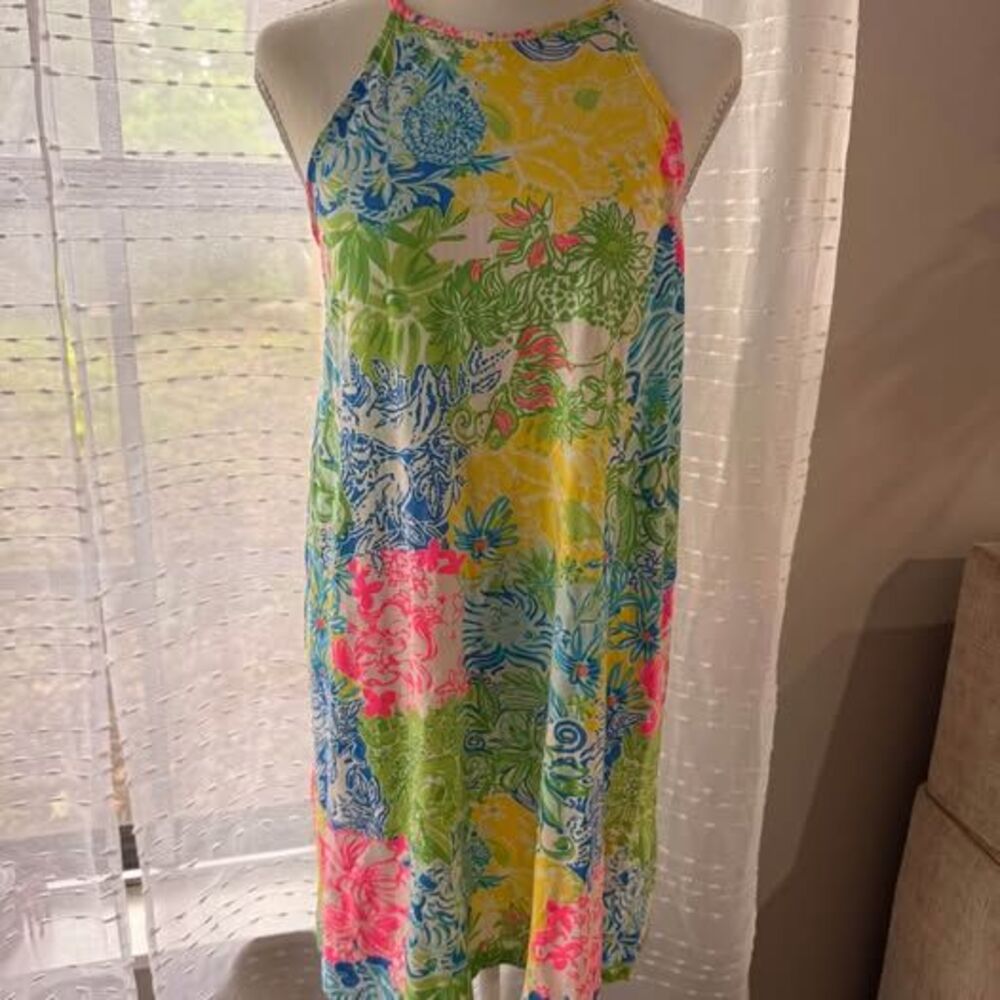 Lilly Pulitzer Margot Sleeveless Swing Dress Multi Cheek To Cheek Pima Cotton XS